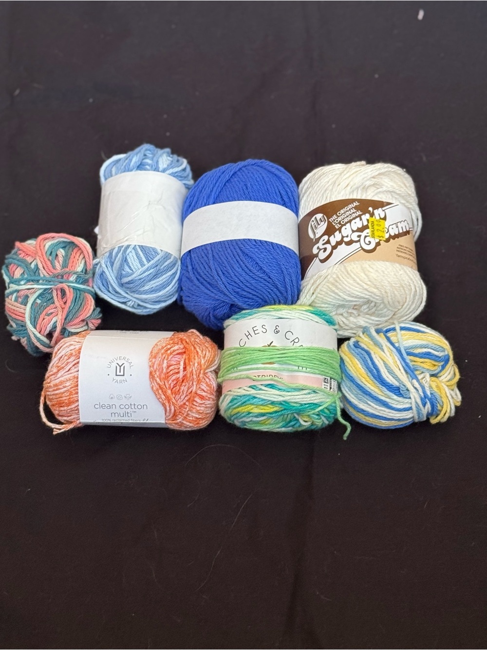 100% cotton yarn. 7 skeins.